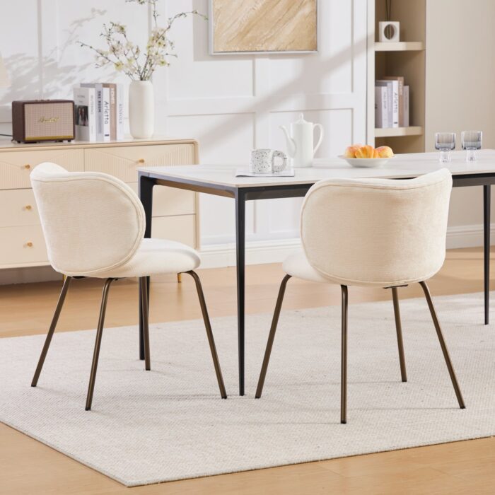 CHENILLE stühle Set | Gepolstert + Metallbeine – Bild 5