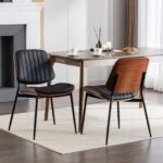 ELVA stühle Set – Walnuss Rückenlehne & Kunstleder Sitz – Bild 14