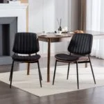 ELVA stühle Set – Walnuss Rückenlehne & Kunstleder Sitz – Bild 2