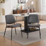 ELVA stühle Set – Walnuss Rückenlehne & Kunstleder Sitz