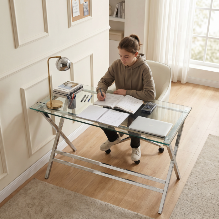 Schreibtisch NORA | Glas + robuste Tischplatte – Bild 9