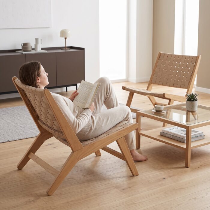 Loungesessel ZSH009 / ZSH010 – Buchenholz & Gurtgeflecht – Bild 26
